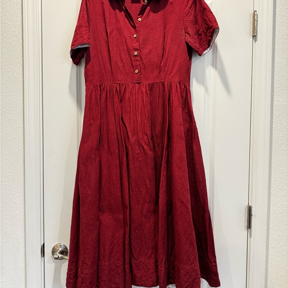 Son de Flor Classic Marsala Red Dress size L